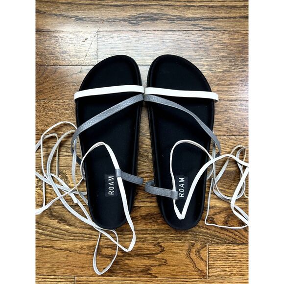 NWOT ROAM Lace Up Strappy Sandals Black Women's Size 10 - Picture 4 of 9